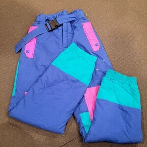 80’s 90's Kids Bold Colorblock Waterproof Ski Bottom Pants